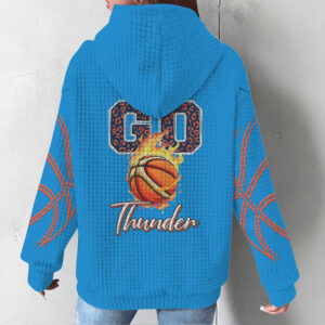 Oklahoma City Thunder Blue Waffle Knit Hoodie Stylish NBA Team Graphic Hoodie Oklahoma City Thunder Blue Waffle Knit Hoodie Stylish NBA Team Graphic Hoodie