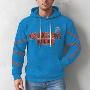 Oklahoma City Thunder Blue Waffle Knit Hoodie Stylish NBA Team Graphic Hoodie