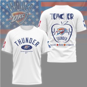 Oklahoma City Thunder Teacher Appreciation Night Shirt Teach Love Inspire Basketball Teacher Shirt