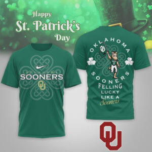 Oklahoma Sooners St. Patrick's Day Lucky Clover Boomer Mascot Performance Graphic T Shirt