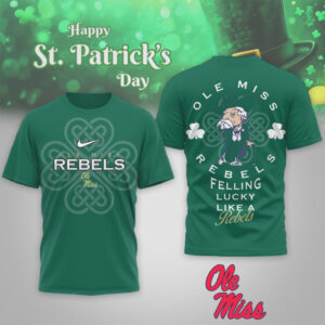 Ole Miss Rebels Lucky St. Patrick's Day Graphic Vintage Alumni Apparel T Shirt