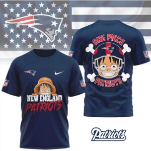 One Piece Luffy Monkey D. New England Patriots Anime Mashup Graphic Football Fan Shirt