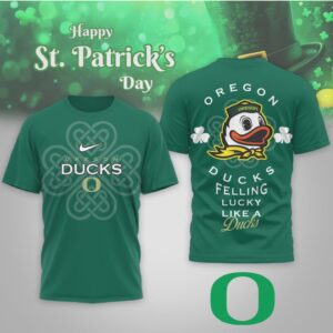 Oregon Ducks St. Patrick’s Day Lucky Clover Puddles Mascot Green Graphic T Shirt Oregon Ducks St. Patrick’s Day Lucky Clover Puddles Mascot Green Graphic T Shirt