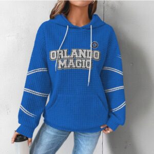 Orlando Magic Blue Waffle Knit Hoodie Retro NBA Game Day Fan Graphic Hoodie