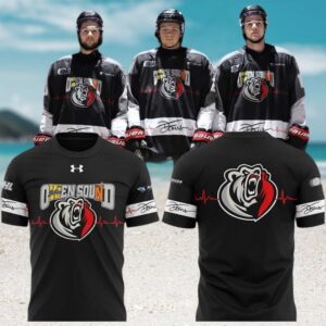 Owen Sound Attack Hockey Team Performance Black T Shirt Graphic Sportswear Men Fan Apparel