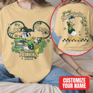 Personalized Donald Duck Saint Patrick’s Day Feelin Lucky Disney Character Retro T Shirt Personalized Donald Duck Saint Patrick’s Day Feelin Lucky Disney Character Retro T Shirt