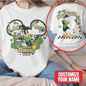 Personalized Donald Duck Saint Patrick's Day Feelin Lucky Disney Character Retro T Shirt