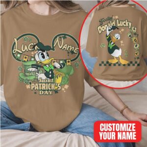 Personalized Donald Duck Saint Patrick's Day Feelin Lucky Disney Character Retro T Shirt