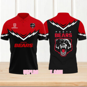 Perth Bears NRL Telstra Premiership Rugby League Team Performance Black Polo Shirt Perth Bears NRL Telstra Premiership Rugby League Team Performance Black Polo Shirt