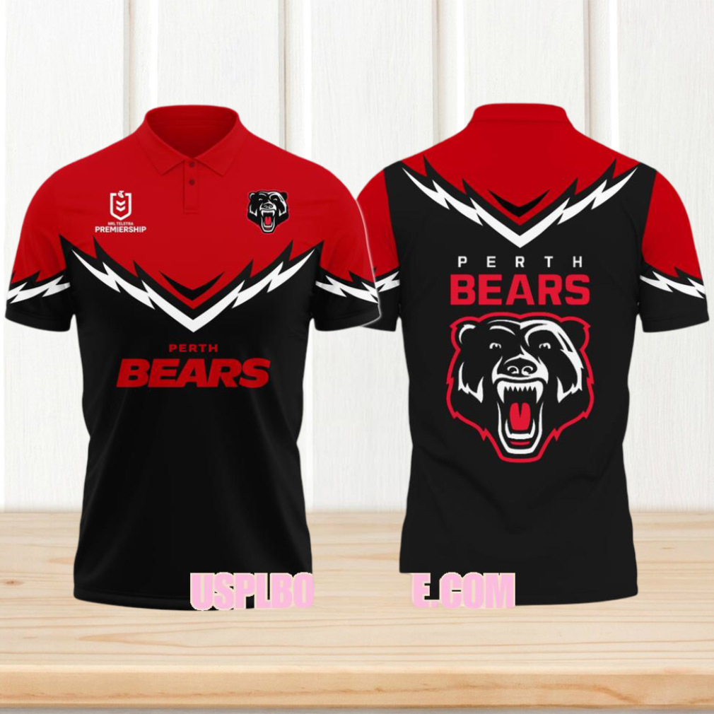 Perth Bears NRL Telstra Premiership Rugby League Team Performance Black Polo Shirt Perth Bears NRL Telstra Premiership Rugby League Team Performance Black Polo Shirt