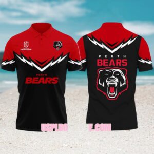 Perth Bears NRL Telstra Premiership Rugby League Team Performance Black Polo Shirt