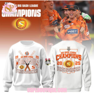 Perth Scorchers 2025 Big Bash League Champions White Cricket Fan T Shirt And Hoodie Perth Scorchers 2025 Big Bash League Champions White Cricket Fan T Shirt And Hoodie
