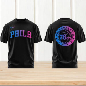 Philadelphia 76ers Phila NBA Black T Shirt Neon Gradient Logo Basketball Team Apparel T Shirt Philadelphia 76ers Phila NBA Black T Shirt Neon Gradient Logo Basketball Team Apparel T Shirt
