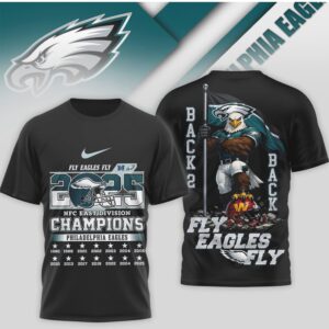 Philadelphia Eagles 2025 NFC East Division Champions Fly Eagles Fly Graphic T Shirt Philadelphia Eagles 2025 NFC East Division Champions Fly Eagles Fly Graphic T Shirt