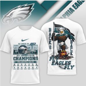 Philadelphia Eagles 2025 NFC East Division Champions Fly Eagles Fly Graphic T Shirt