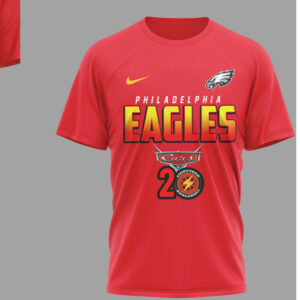 Philadelphia Eagles Disney Cars 20th Anniversary Red Graphic Lightning McQueen Racing T Shirt