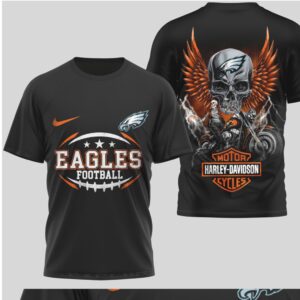 Philadelphia Eagles Football T Shirt Harley Davidson Style Skull Graphic Print Retro T Shirt Philadelphia Eagles Football T Shirt Harley Davidson Style Skull Graphic Print Retro T Shirt