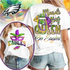 Philadelphia Eagles Mardi Gras Queen Festive Football Fan Party Graphic T Shirt Philadelphia Eagles Mardi Gras Queen Festive Football Fan Party Graphic T Shirt