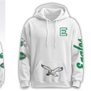 Philadelphia Eagles Retro Vintage Style White Pullover NFL Football Fan Gear Hoodie Philadelphia Eagles Retro Vintage Style White Pullover NFL Football Fan Gear Hoodie