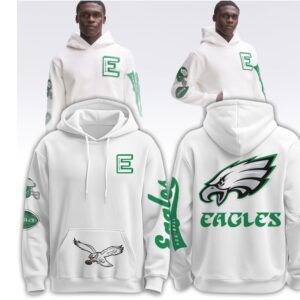 Philadelphia Eagles Retro Vintage Style White Pullover NFL Football Fan Gear Hoodie
