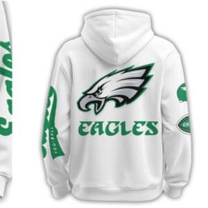 Philadelphia Eagles Retro Vintage Style White Pullover NFL Football Fan Gear Hoodie