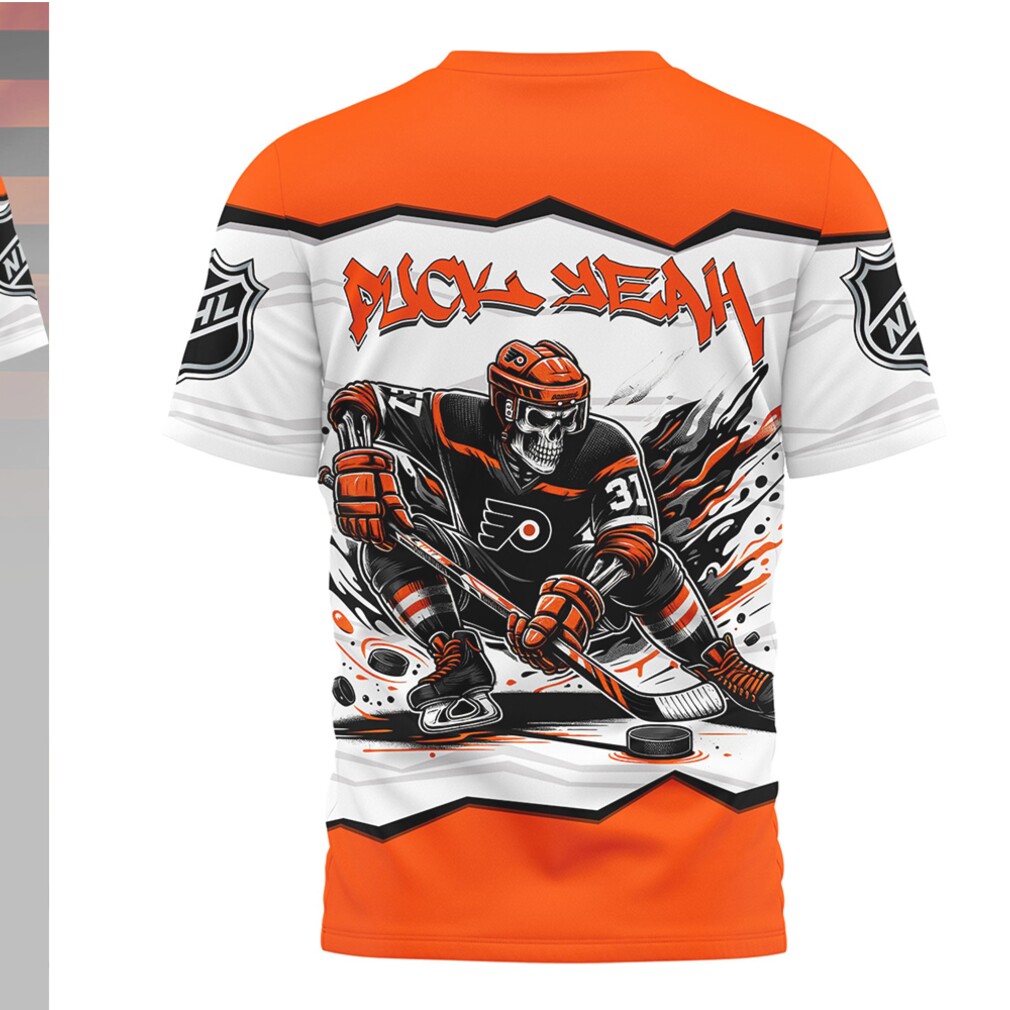 Philadelphia Flyers Puck Yeah Skeleton Orange Hockey Fan Game Day Shirt Philadelphia Flyers Puck Yeah Skeleton Orange Hockey Fan Game Day Shirt