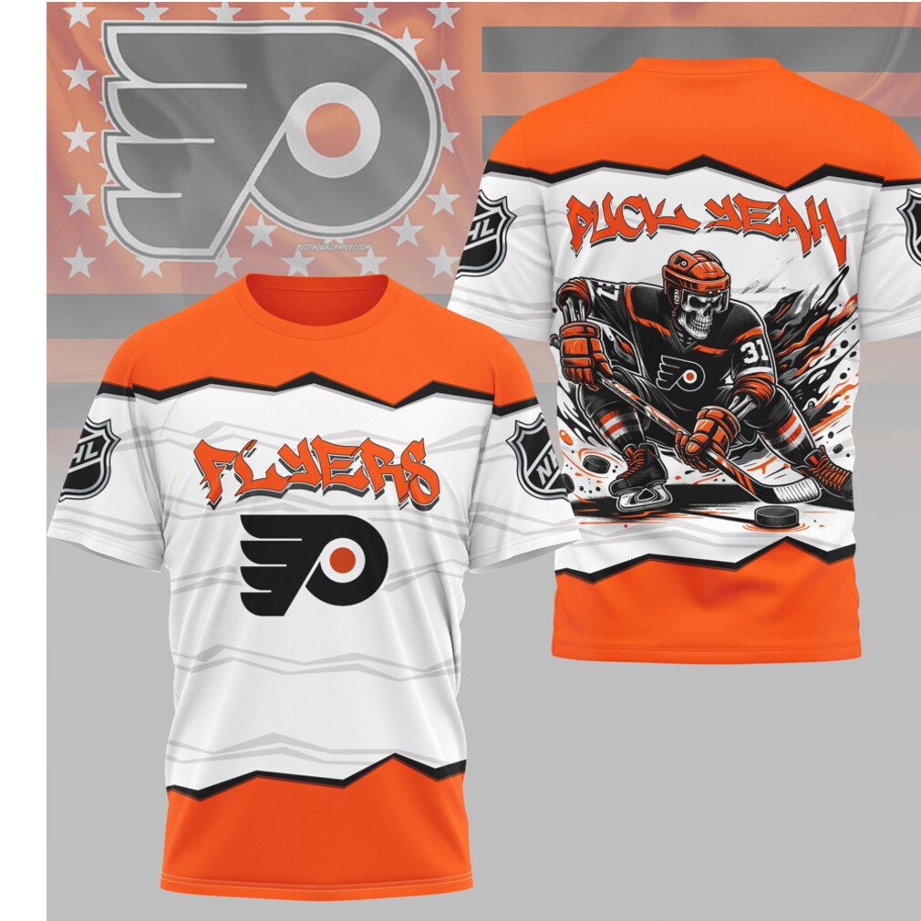 Philadelphia Flyers Puck Yeah Skeleton Orange Hockey Fan Game Day Shirt Philadelphia Flyers Puck Yeah Skeleton Orange Hockey Fan Game Day Shirt