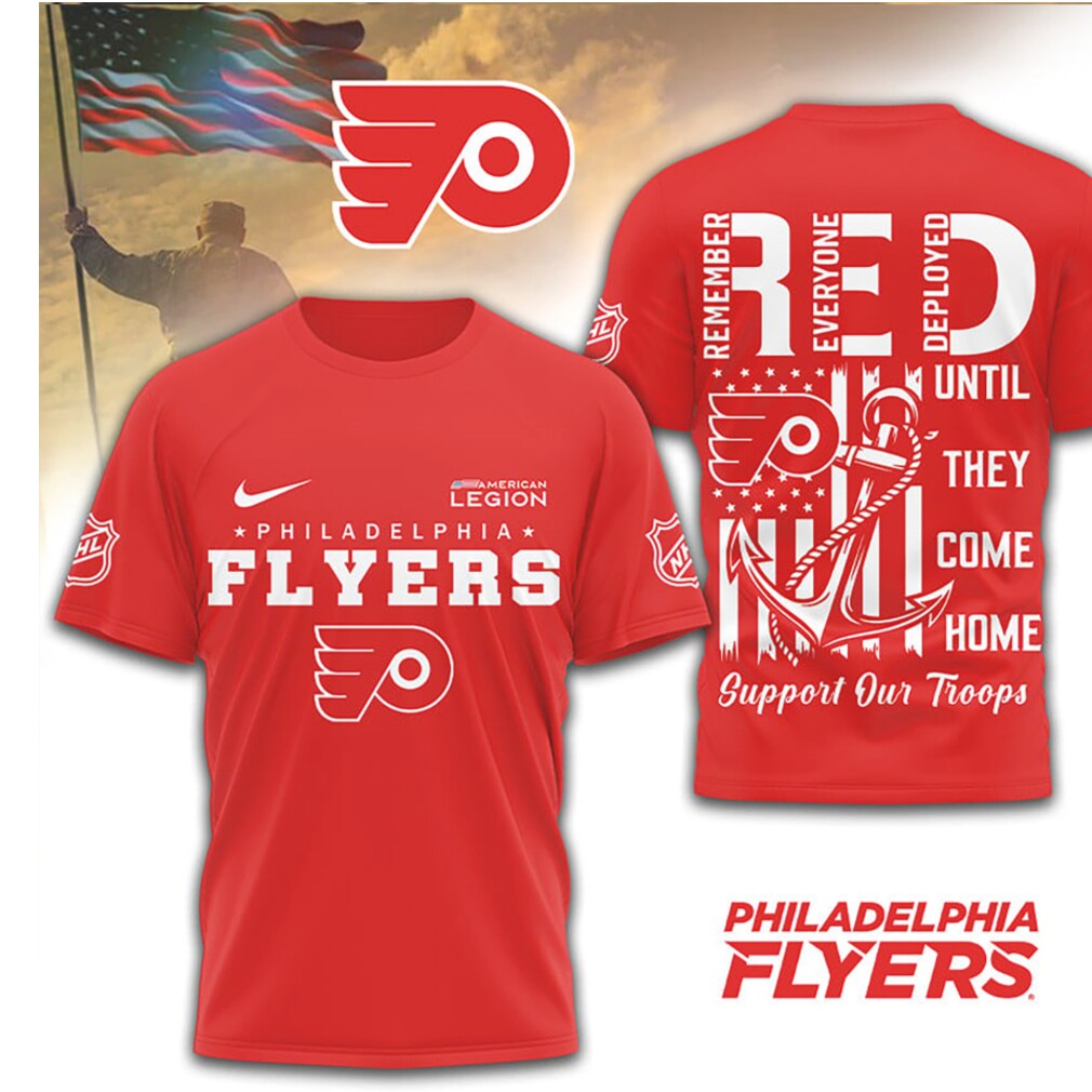 Philadelphia Flyers Support Our Troops Red R.E.D. Friday Military Tribute Hockey Shirt Philadelphia Flyers Support Our Troops Red R.E.D. Friday Military Tribute Hockey Shirt