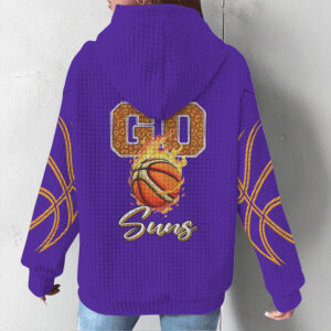 Phoenix Suns Purple Waffle Knit Hoodie Retro NBA Team Logo Fan Apparel Hoodie Phoenix Suns Purple Waffle Knit Hoodie Retro NBA Team Logo Fan Apparel Hoodie