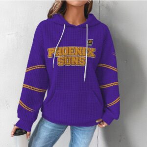 Phoenix Suns Purple Waffle Knit Hoodie Retro NBA Team Logo Fan Apparel Hoodie