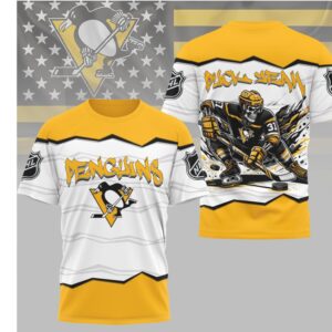 Pittsburgh Penguins Puck Yeah Skeleton Gold 90s Hockey Fan Shirt