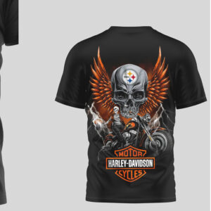 Pittsburgh Slers Harley Davidson Motor Cycles Skull Wing Football Game Day tshirt