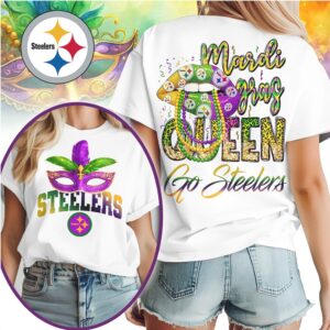 Pittsburgh Slers Mardi Gras Queen Game Day Festive Football Graphic T Shirt Pittsburgh Slers Mardi Gras Queen Game Day Festive Football Graphic T Shirt