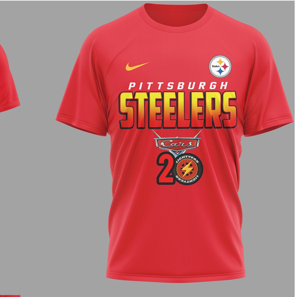 Pittsburgh Steelers Cars 20th Anniversary Red Graphic T Shirt Limited Edition Racing Gear T Shirt Pittsburgh Steelers Cars 20th Anniversary Red Graphic T Shirt Limited Edition Racing Gear T Shirt