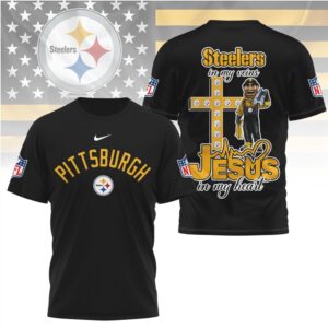 Pittsburgh Steelers Jesus In My Heart Christian Faith Football Fan Graphic T Shirt