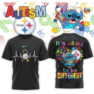 Pittsburgh Steelers Stitch Autism Awareness It’s Okay To Be Different Football Shirt