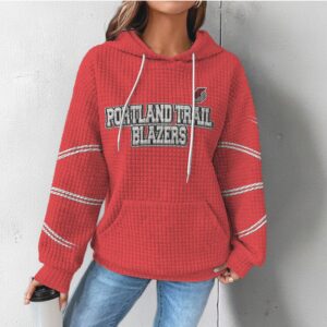 Portland Trail Blazers Red Waffle Knit Classic Graphic Basketball Fan Hoodie