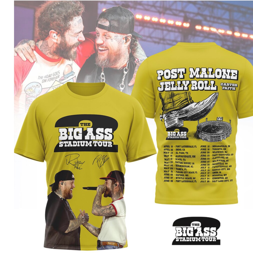 Post Malone Jelly Roll Big Ass Stadium Tour 2026 Concert Schedule Shirt Post Malone Jelly Roll Big Ass Stadium Tour 2026 Concert Schedule Shirt