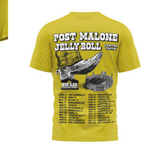 Post Malone Jelly Roll The Big Ass Stadium Tour 2025 Vintage Country Rock Hoodie