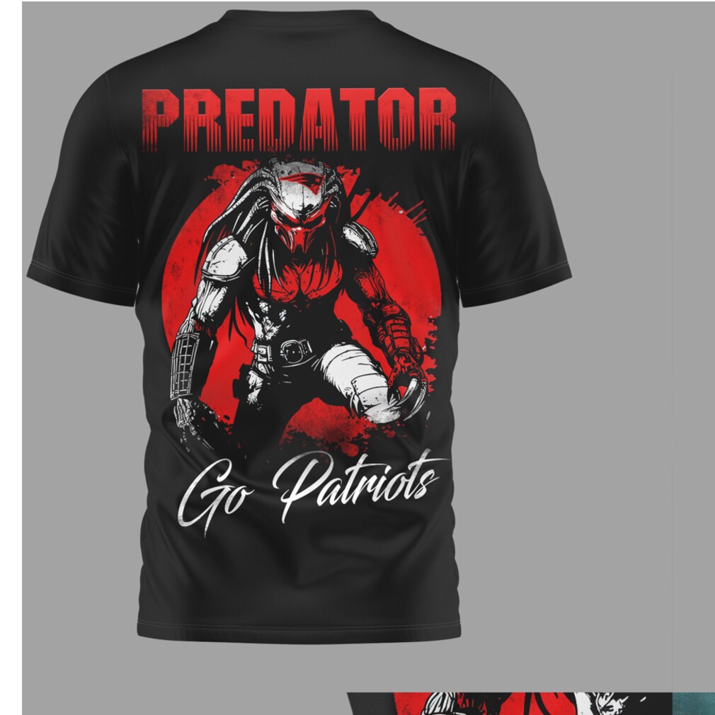 Predator Sci Fi Action New England Patriots Custom Graphic Game Day Apparel T Shirt Predator Sci Fi Action New England Patriots Custom Graphic Game Day Apparel T Shirt