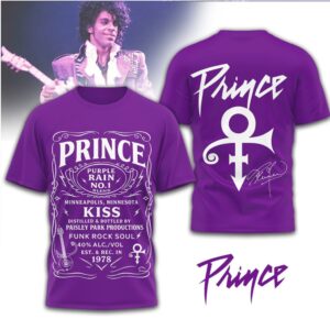 Prince Purple Rain Whiskey Label Style Funk Rock Soul Purple Graphic T Shirt