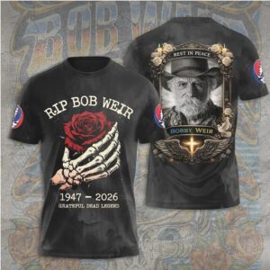 RIP Bob Weir 1947 2026 Grateful Dead Legend Memorial Tribute Skeleton Graphic T Shirt