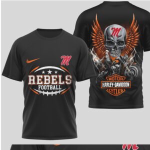 Rebels Football Graphic Tee Vintage Harley Style Skull Biker Design Retro T Shirt Rebels Football Graphic Tee Vintage Harley Style Skull Biker Design Retro T Shirt