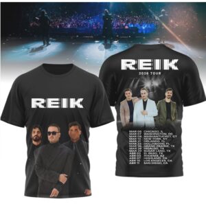 Reik 2026 World Tour Dates Official Band Portrait Graphic T Shirt Reik 2026 World Tour Dates Official Band Portrait Graphic T Shirt