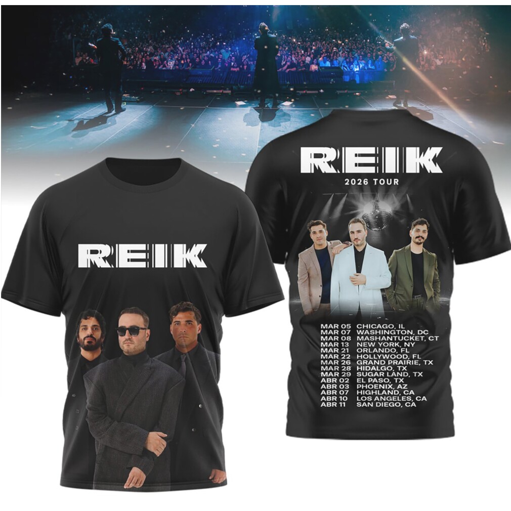Reik 2026 World Tour Dates Official Band Portrait Graphic T Shirt Reik 2026 World Tour Dates Official Band Portrait Graphic T Shirt