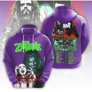 Rob Zombie Marilyn Manson Freaks On Parade 2024 Heavy Metal World Tour Hoodie