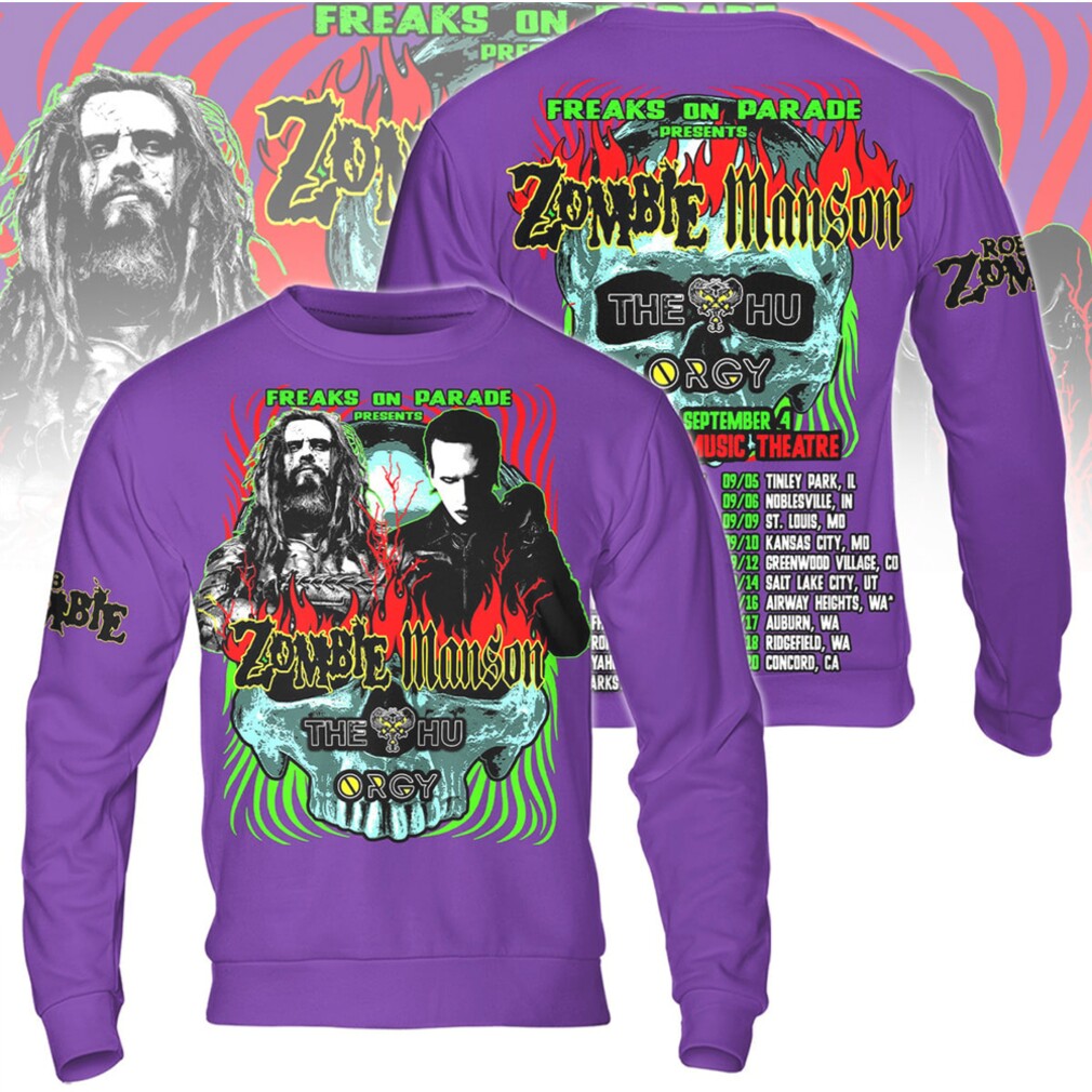 Rob Zombie Marilyn Manson Freaks On Parade Tour 2024 Concert Hoodie Rob Zombie Marilyn Manson Freaks On Parade Tour 2024 Concert Hoodie