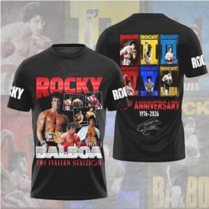 Rocky Balboa 50th Anniversary Italian Stallion Boxing Legend Vintage Style Graphic T Shirt