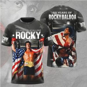 Rocky Balboa 50th Anniversary Sylvester Stallone Boxing Legend American Flag T Shirt