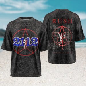 Rush 2112 Album Cover Vintage Wash Retro Rock Band Merchandise Shirt